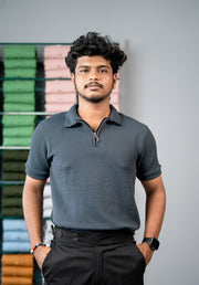 Stylish CROSS Men’s Half Sleeve Polo T-Shirt | Trendy Casual Wear - Grey-T-Shirt-7 Man